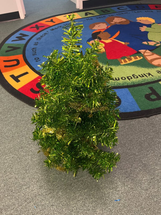 Mini Green Tinsel Christmas Tree