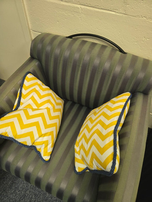 Striped Armchair with Yellow Chevron Pillows