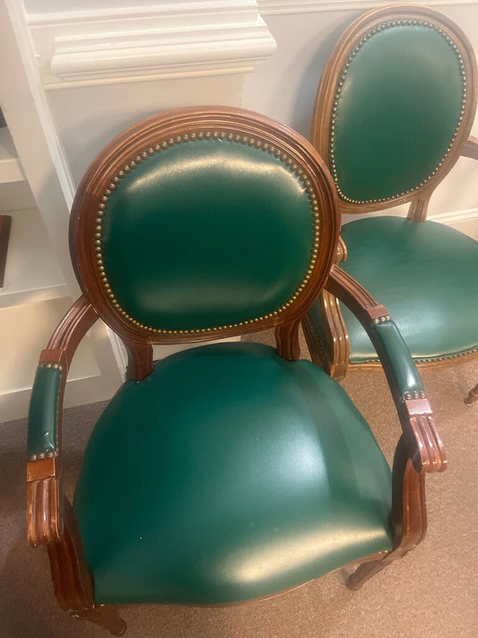 Antique Green Leather Armchair