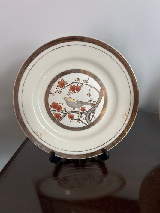Decorative Vintage Plate with Bird and Floral Design