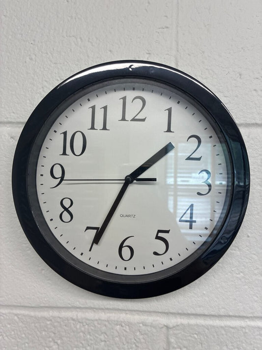 Black Round Wall Clock with Quartz Movement