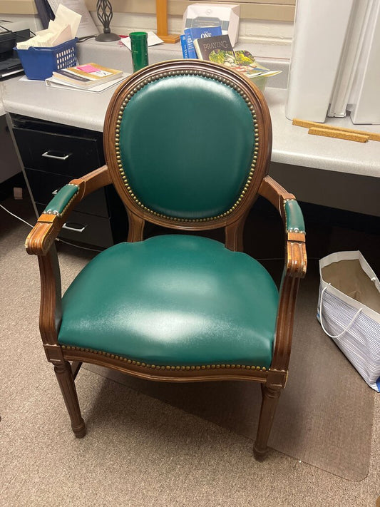 Vintage Green Leather Armchair