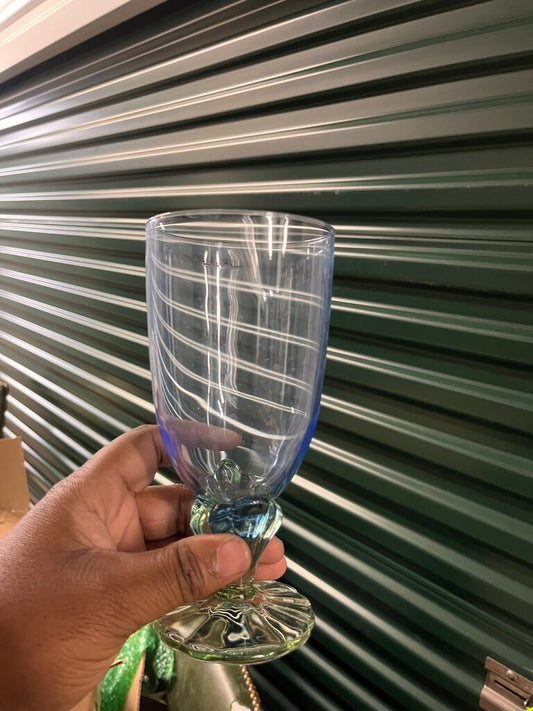 Blue and Green Decorative Glass Goblet