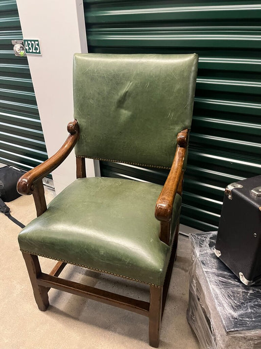 Vintage Green Leather Armchair