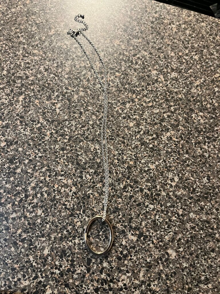 Silver Chain Necklace with Circular Pendant