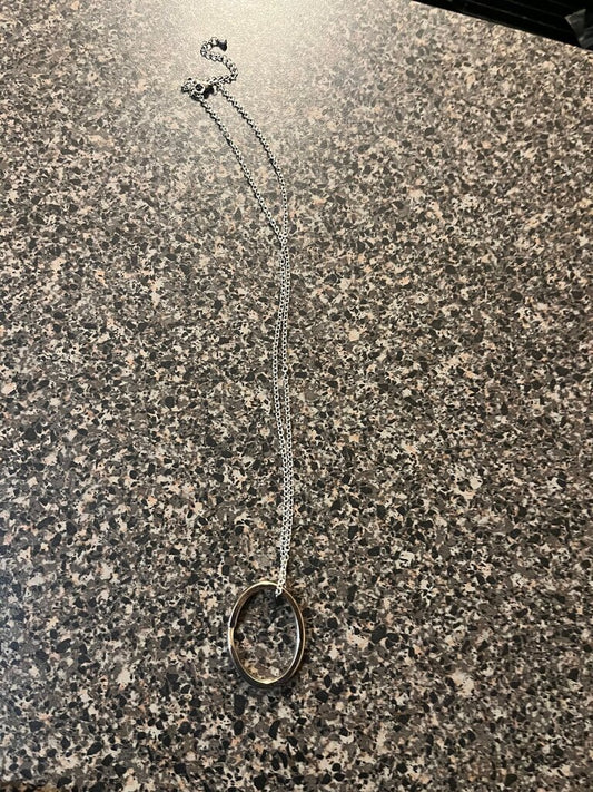 Silver Chain Necklace with Circular Pendant