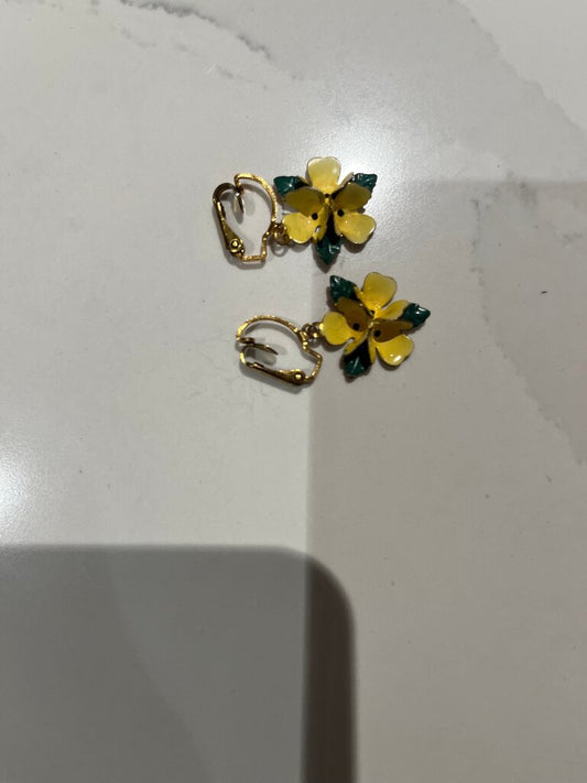 Yellow Flower Clip-On Earrings