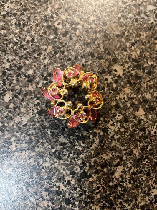 Vintage Floral Brooch with Pink Accents