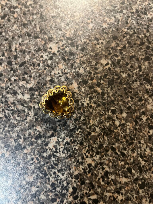 Gold and Yellow Gemstone Brooch