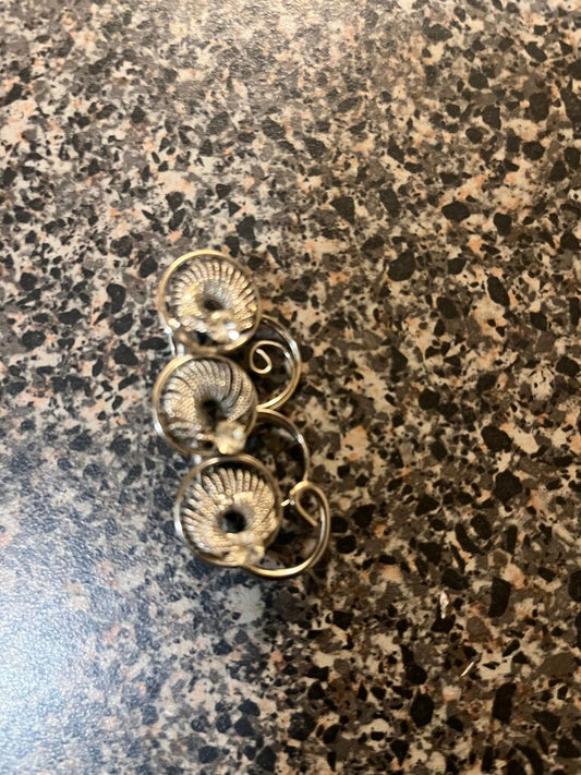 Silver Decorative Brooch with Three Circular Designs