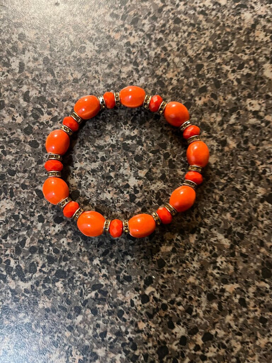 Vintage Orange Beaded Bracelet