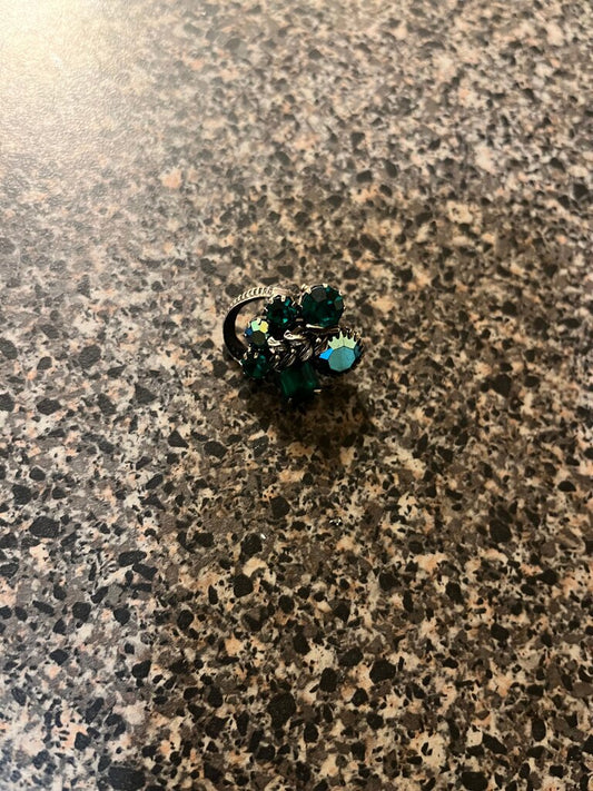Vintage Green Rhinestone Brooch