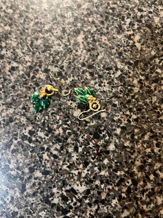 Vintage Holiday Leaf Earrings