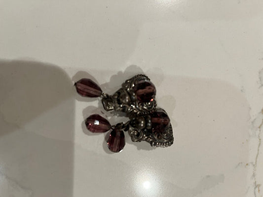 Vintage Silver and Amethyst Drop Earrings