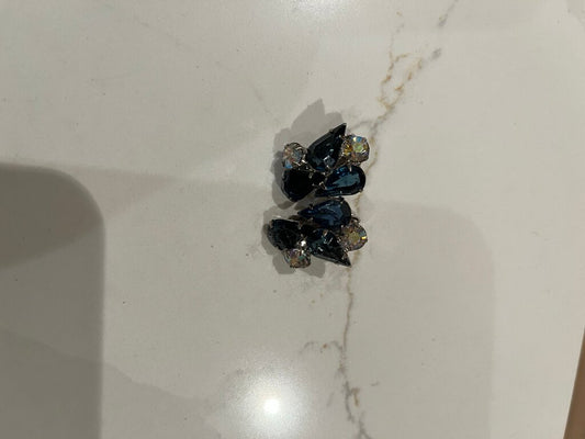 Vintage Blue and Clear Crystal Earrings