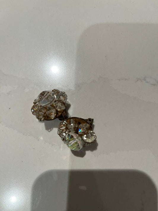 Vintage Clip-On Earrings with Crystal Accents
