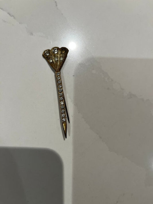 Vintage Gold Tone Brooch with Rhinestones
