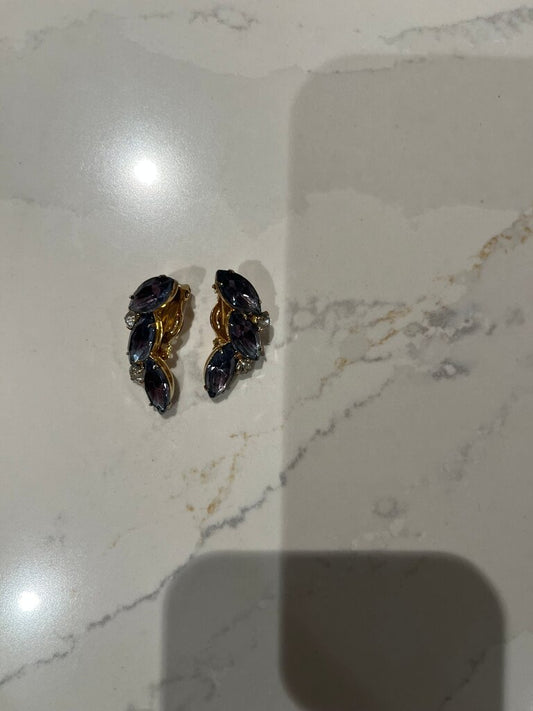 Elegant Purple Stone Clip-On Earrings