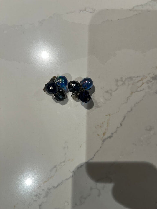 Blue and Black Decorative Earrings