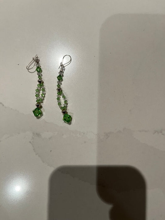 Green Beaded Drop Earrings