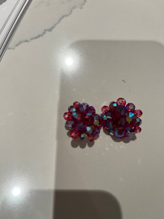 Sparkling Pink Floral Earrings