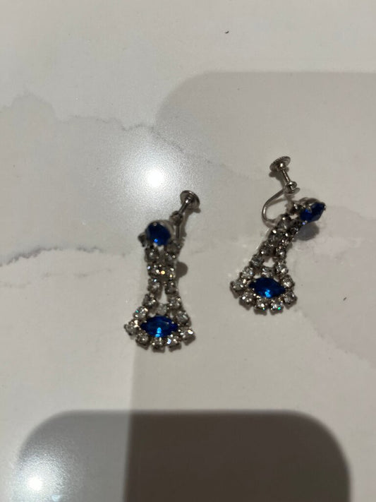 Sapphire Blue Crystal Drop Earrings