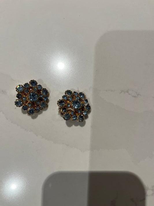 Vintage Blue Rhinestone Earrings