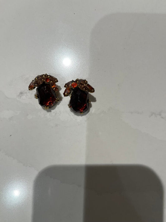 Vintage Amber Brooch Earrings Set