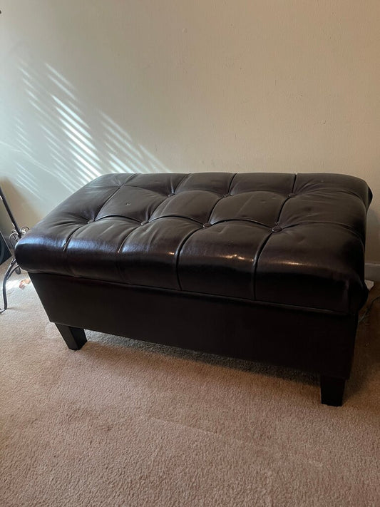 Brown Tufted Storage Ottoman