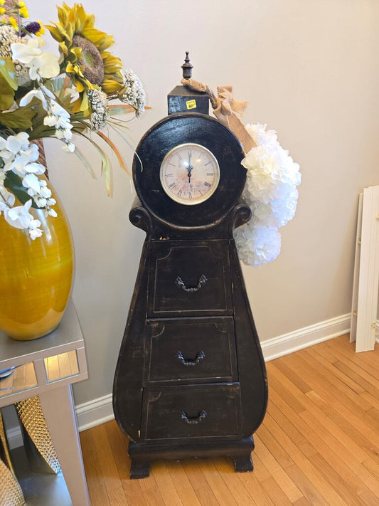 Vintage Black Clock Table