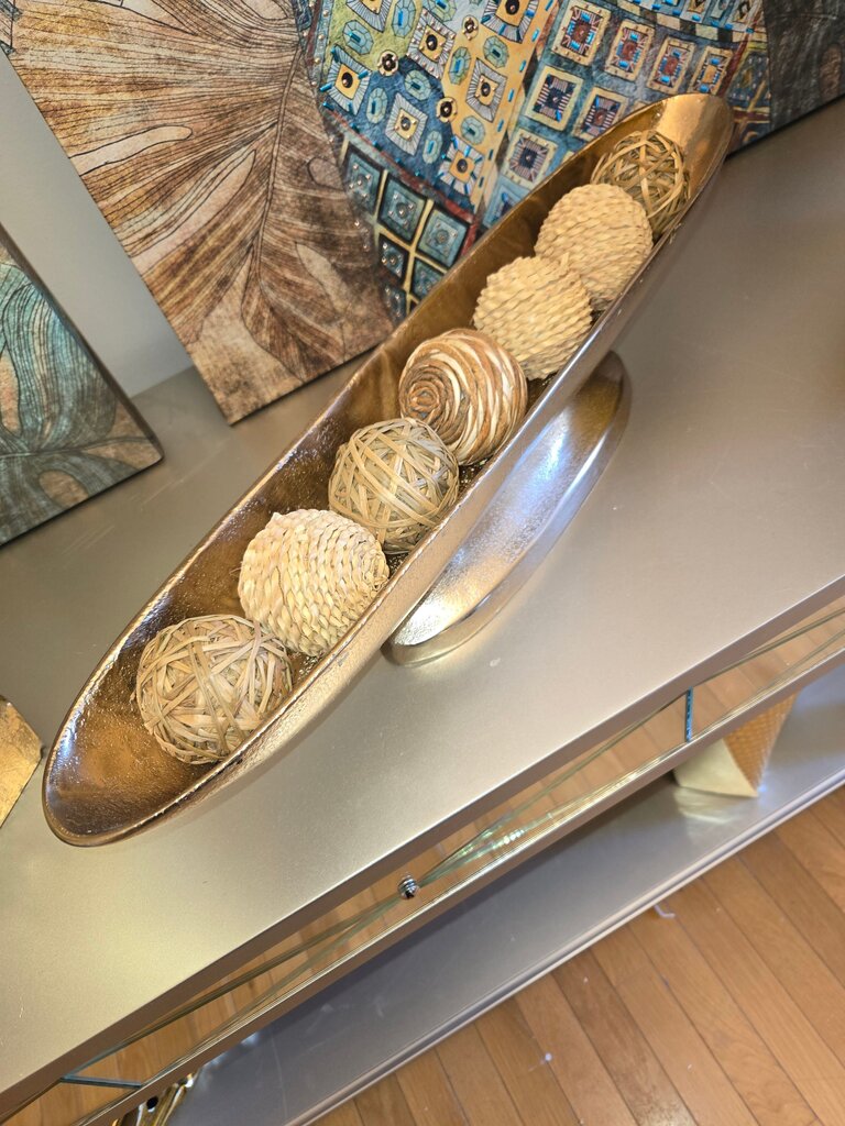 Decorative Centerpiece Bowl with Natural Orbs