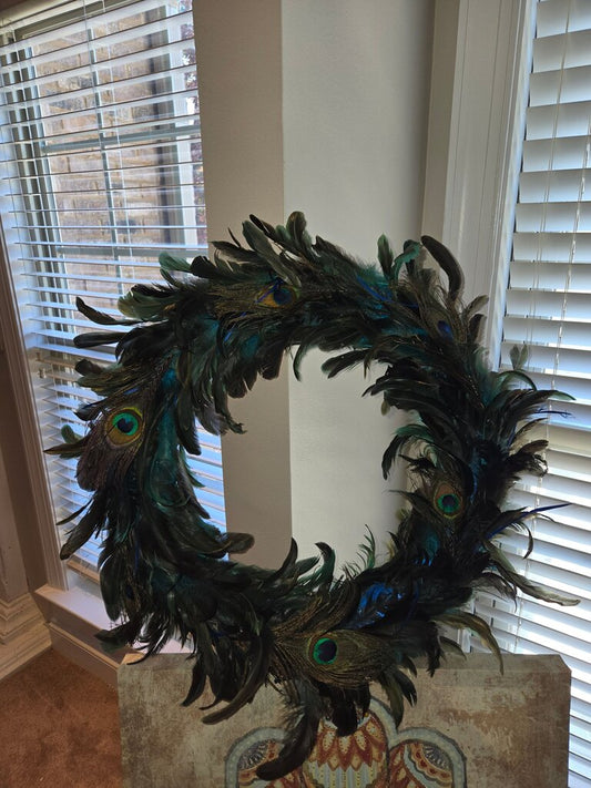 Colorful Peacock Feather Wreath