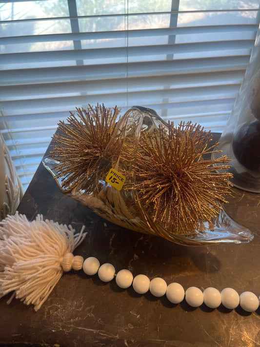 Glass Decorative Bowl with Gold Accents