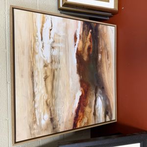 Abstract Acrylic Painting on Canvas with Floater Frame - "Earth Tones"