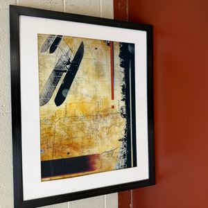 Aviation Art Print - Vintage Biplane and Map Collage