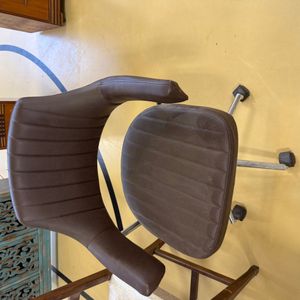 Brown Faux Leather Executive Office Chair with Chrome Base and Channel Stitching