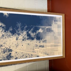 Cyanotype Print of Trees with Checkerboard Background