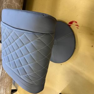 Gray Faux Leather Tufted Bar Stool
