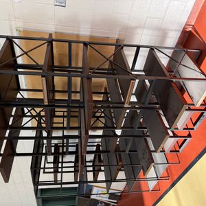 Industrial Style Metal and Wood Bookshelf
