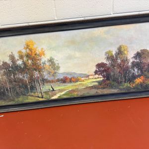 Landscape Painting with Village and Trees