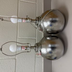 Mid-Century Modern Hammered Metal Globe Table Lamps (Pair) in the style of George Kovacs