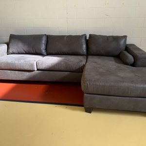 Modern Charcoal Gray Faux Leather Sectional Sofa with Chaise