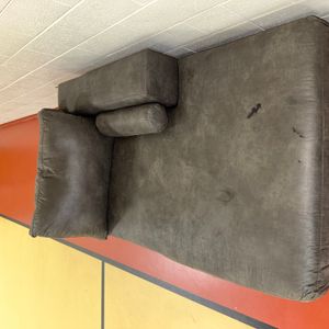 Modern Gray Faux Leather Sofa with Chaise
