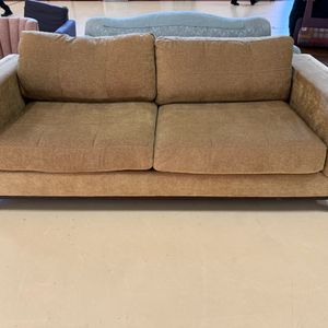 Modern Two-Seater Sofa in Tan Fabric