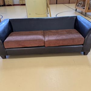 Modern Two-Seater Sofa with Faux Leather and Suede Upholstery