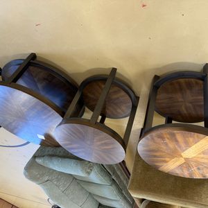 Set of 3 Signature Design by Ashley "Roybeck" Round Wood and Metal Accent Tables